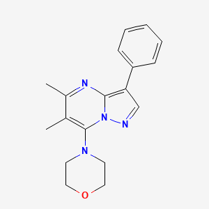 molecular formula C18H20N4O B2968229 4-(5,6-Dimethyl-3-phenylpyrazolo[1,5-a]pyrimidin-7-yl)morpholine CAS No. 879470-55-0