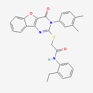 2-((3-(3,4-dimethylphenyl)-4-oxo-3,4-dihydrobenzofuro[3,2-d]pyrimidin-2-yl)thio)-N-(2-ethylphenyl)acetamide