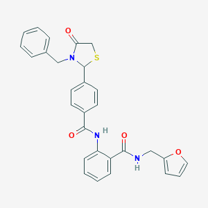 molecular formula C29H25N3O4S B296824 2-{[4-(3-benzyl-4-oxo-1,3-thiazolidin-2-yl)benzoyl]amino}-N-(2-furylmethyl)benzamide 