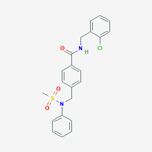 molecular formula C22H21ClN2O3S B296825 N-(2-chlorobenzyl)-4-{[(methylsulfonyl)anilino]methyl}benzamide 