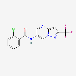 molecular formula C14H8ClF3N4O B2968257 2-chloro-N-(2-(trifluoromethyl)pyrazolo[1,5-a]pyrimidin-6-yl)benzamide CAS No. 2034583-08-7