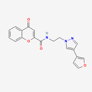 molecular formula C19H15N3O4 B2968260 N-(2-(4-(furan-3-yl)-1H-pyrazol-1-yl)ethyl)-4-oxo-4H-chromene-2-carboxamide CAS No. 2034329-59-2