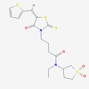 (E)-N-(1,1-dioxidotetrahydrothiophen-3-yl)-N-ethyl-4-(4-oxo-5-(thiophen-2-ylmethylene)-2-thioxothiazolidin-3-yl)butanamide