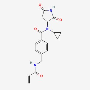 molecular formula C18H19N3O4 B2968275 N-Cyclopropyl-N-(2,5-dioxopyrrolidin-3-yl)-4-[(prop-2-enoylamino)methyl]benzamide CAS No. 2197333-71-2