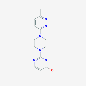 molecular formula C14H18N6O B2968277 3-[4-(4-Methoxypyrimidin-2-yl)piperazin-1-yl]-6-methylpyridazine CAS No. 2380096-12-6