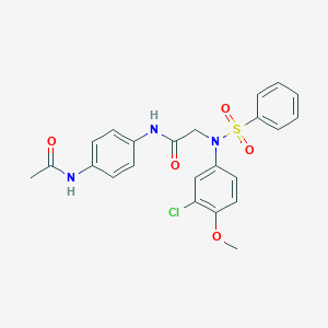 molecular formula C23H22ClN3O5S B296828 N-[4-(acetylamino)phenyl]-2-[3-chloro-4-methoxy(phenylsulfonyl)anilino]acetamide 