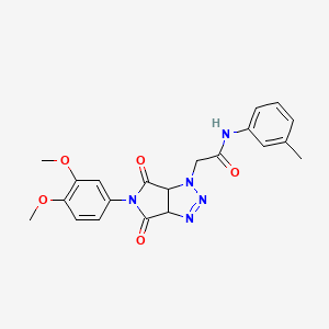 molecular formula C21H21N5O5 B2968292 2-[5-(3,4-dimethoxyphenyl)-4,6-dioxo-4,5,6,6a-tetrahydropyrrolo[3,4-d][1,2,3]triazol-1(3aH)-yl]-N-(3-methylphenyl)acetamide CAS No. 1052609-31-0