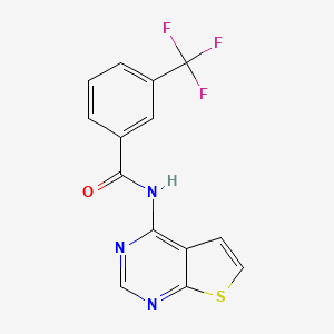 molecular formula C14H8F3N3OS B2968308 N-(thieno[2,3-d]pyrimidin-4-yl)-3-(trifluoromethyl)benzamide CAS No. 1004052-96-3