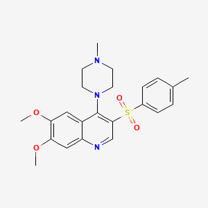 molecular formula C23H27N3O4S B2968311 6,7-Dimethoxy-3-(4-methylphenyl)sulfonyl-4-(4-methylpiperazin-1-yl)quinoline CAS No. 866848-44-4