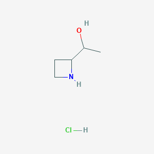 molecular formula C5H12ClNO B2968318 1-(Azetidin-2-yl)ethanol;hydrochloride CAS No. 2378502-73-7