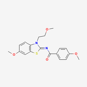 molecular formula C19H20N2O4S B2968320 (Z)-4-methoxy-N-(6-methoxy-3-(2-methoxyethyl)benzo[d]thiazol-2(3H)-ylidene)benzamide CAS No. 865161-26-8