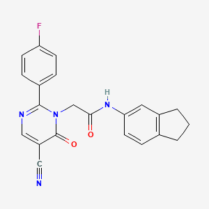 2-(5-cyano-2-(4-fluorophenyl)-6-oxopyrimidin-1(6H)-yl)-N-(2,3-dihydro-1H-inden-5-yl)acetamide