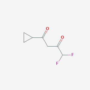 molecular formula C7H8F2O2 B2968340 1-环丙基-4,4-二氟丁烷-1,3-二酮 CAS No. 758709-39-6