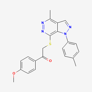 molecular formula C22H20N4O2S B2968348 1-(4-methoxyphenyl)-2-((4-methyl-1-(p-tolyl)-1H-pyrazolo[3,4-d]pyridazin-7-yl)thio)ethanone CAS No. 1207028-66-7