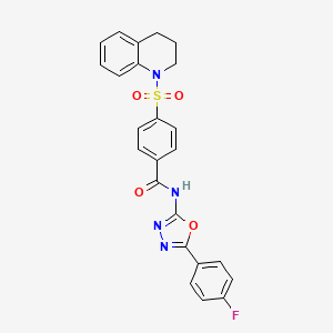 molecular formula C24H19FN4O4S B2968367 4-(3,4-dihydro-2H-quinolin-1-ylsulfonyl)-N-[5-(4-fluorophenyl)-1,3,4-oxadiazol-2-yl]benzamide CAS No. 533869-59-9
