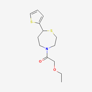molecular formula C13H19NO2S2 B2968372 2-Ethoxy-1-(7-(thiophen-2-yl)-1,4-thiazepan-4-yl)ethanone CAS No. 1705518-40-6