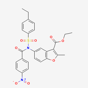 ethyl 5-(N-((4-ethylphenyl)sulfonyl)-4-nitrobenzamido)-2-methylbenzofuran-3-carboxylate