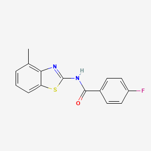 molecular formula C15H11FN2OS B2968375 4-fluoro-N-(4-methyl-1,3-benzothiazol-2-yl)benzamide CAS No. 321555-35-5