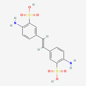 molecular formula C14H14N2O6S2 B2968391 2-amino-5-[(E)-2-(4-amino-3-sulfophenyl)ethenyl]benzenesulfonic acid CAS No. 25268-39-7
