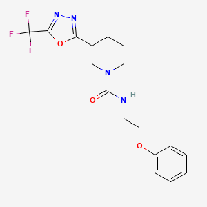 molecular formula C17H19F3N4O3 B2968397 N-(2-phenoxyethyl)-3-(5-(trifluoromethyl)-1,3,4-oxadiazol-2-yl)piperidine-1-carboxamide CAS No. 1396861-35-0