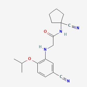 molecular formula C18H22N4O2 B2968398 2-{[5-cyano-2-(propan-2-yloxy)phenyl]amino}-N-(1-cyanocyclopentyl)acetamide CAS No. 1241527-42-3