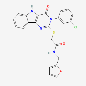 molecular formula C23H17ClN4O3S B2968399 2-{[3-(3-CHLOROPHENYL)-4-OXO-3H,4H,5H-PYRIMIDO[5,4-B]INDOL-2-YL]SULFANYL}-N-[(FURAN-2-YL)METHYL]ACETAMIDE CAS No. 536713-06-1