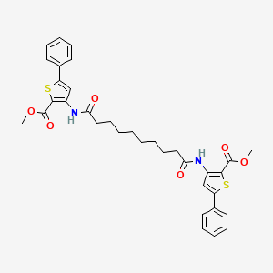 molecular formula C34H36N2O6S2 B2968400 Methyl 3-[[10-[(2-methoxycarbonyl-5-phenylthiophen-3-yl)amino]-10-oxodecanoyl]amino]-5-phenylthiophene-2-carboxylate CAS No. 477486-76-3
