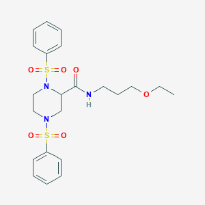 molecular formula C22H29N3O6S2 B296841 N-(3-ethoxypropyl)-1,4-bis(phenylsulfonyl)-2-piperazinecarboxamide 