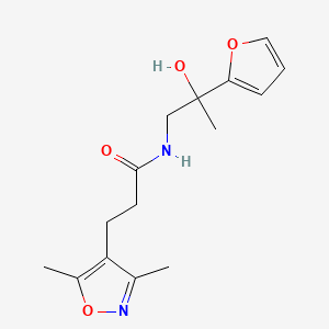 molecular formula C15H20N2O4 B2968412 3-(3,5-dimethylisoxazol-4-yl)-N-(2-(furan-2-yl)-2-hydroxypropyl)propanamide CAS No. 1795442-95-3