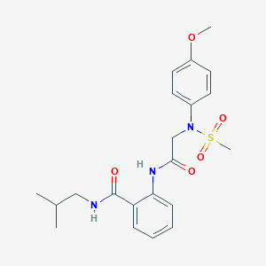 molecular formula C21H27N3O5S B296842 N-isobutyl-2-({[4-methoxy(methylsulfonyl)anilino]acetyl}amino)benzamide 