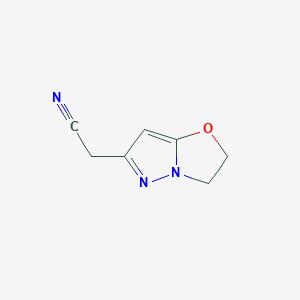 molecular formula C7H7N3O B2968428 2-(2,3-Dihydropyrazolo[5,1-b][1,3]oxazol-6-yl)acetonitrile CAS No. 1934451-08-7