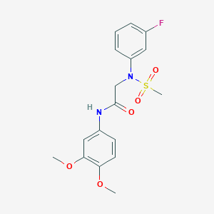 molecular formula C17H19FN2O5S B296843 N-(3,4-dimethoxyphenyl)-2-[3-fluoro(methylsulfonyl)anilino]acetamide 