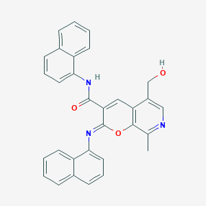 molecular formula C31H23N3O3 B2968433 5-(hydroxymethyl)-8-methyl-N-naphthalen-1-yl-2-naphthalen-1-yliminopyrano[2,3-c]pyridine-3-carboxamide CAS No. 866342-22-5