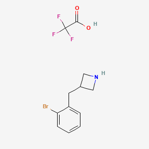 molecular formula C12H13BrF3NO2 B2968453 3-[(2-Bromophenyl)methyl]azetidine; trifluoroacetic acid CAS No. 2095408-96-9
