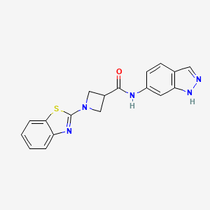 molecular formula C18H15N5OS B2968455 1-(benzo[d]thiazol-2-yl)-N-(1H-indazol-6-yl)azetidine-3-carboxamide CAS No. 1286726-36-0