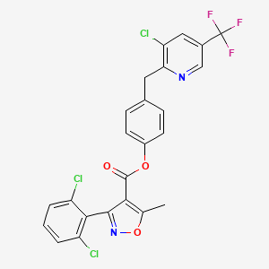 molecular formula C24H14Cl3F3N2O3 B2968471 4-{[3-Chloro-5-(trifluoromethyl)-2-pyridinyl]methyl}phenyl 3-(2,6-dichlorophenyl)-5-methyl-4-isoxazolecarboxylate CAS No. 339020-00-7