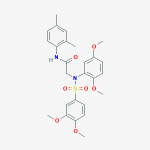 molecular formula C26H30N2O7S B296849 2-{[(3,4-dimethoxyphenyl)sulfonyl]-2,5-dimethoxyanilino}-N-(2,4-dimethylphenyl)acetamide 