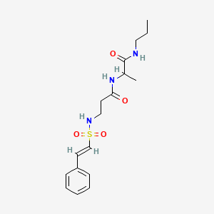 molecular formula C17H25N3O4S B2968490 2-[3-[[(E)-2-Phenylethenyl]sulfonylamino]propanoylamino]-N-propylpropanamide CAS No. 1097832-10-4