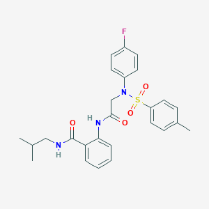 molecular formula C26H28FN3O4S B296850 2-[({4-fluoro[(4-methylphenyl)sulfonyl]anilino}acetyl)amino]-N-isobutylbenzamide 