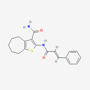 molecular formula C19H20N2O2S B2968505 2-肉桂酰胺基-5,6,7,8-四氢-4H-环庚并[b]噻吩-3-羧酰胺 CAS No. 477494-09-0