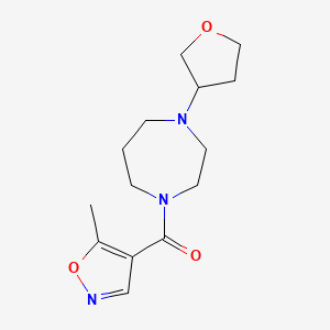 molecular formula C14H21N3O3 B2968507 1-(5-methyl-1,2-oxazole-4-carbonyl)-4-(oxolan-3-yl)-1,4-diazepane CAS No. 2320225-08-7