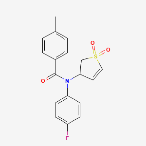molecular formula C18H16FNO3S B2968508 N-(1,1-dioxido-2,3-dihydrothiophen-3-yl)-N-(4-fluorophenyl)-4-methylbenzamide CAS No. 852438-93-8