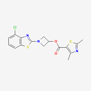 molecular formula C16H14ClN3O2S2 B2968558 1-(4-Chlorobenzo[d]thiazol-2-yl)azetidin-3-yl 2,4-dimethylthiazole-5-carboxylate CAS No. 1396768-69-6