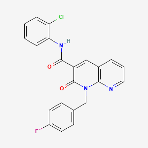 molecular formula C22H15ClFN3O2 B2968564 N-(2-chlorophenyl)-1-(4-fluorobenzyl)-2-oxo-1,2-dihydro-1,8-naphthyridine-3-carboxamide CAS No. 946331-46-0