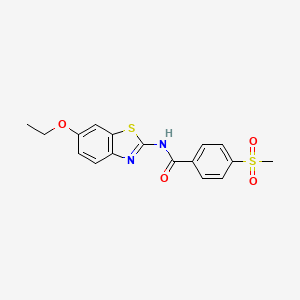 molecular formula C17H16N2O4S2 B2968578 N-(6-乙氧基苯并[d]噻唑-2-基)-4-(甲磺酰基)苯甲酰胺 CAS No. 873883-90-0