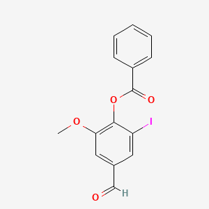 molecular formula C15H11IO4 B2968579 4-甲酰基-2-碘基-6-甲氧基苯甲酸苯酯 CAS No. 443663-22-7