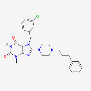 molecular formula C26H29ClN6O2 B2968580 7-[(3-chlorophenyl)methyl]-3-methyl-8-[4-(3-phenylpropyl)piperazin-1-yl]-2,3,6,7-tetrahydro-1H-purine-2,6-dione CAS No. 898428-01-8