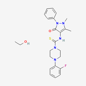 molecular formula C24H30FN5O2S B2968583 N-(1,5-dimethyl-3-oxo-2-phenyl-2,3-dihydro-1H-pyrazol-4-yl)-4-(2-fluorophenyl)piperazine-1-carbothioamide; ethanol CAS No. 1172760-10-9
