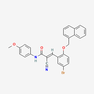molecular formula C28H21BrN2O3 B2968597 (E)-3-[5-bromo-2-(naphthalen-1-ylmethoxy)phenyl]-2-cyano-N-(4-methoxyphenyl)prop-2-enamide CAS No. 359774-29-1