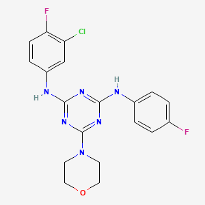 N2-(3-chloro-4-fluorophenyl)-N4-(4-fluorophenyl)-6-morpholino-1,3,5-triazine-2,4-diamine